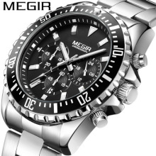 MEGIR 2064 Chronograph Wristwatch Men Quartz Watch Sports Military Watches Stylish Waterproof Stainless Steel Reloj Hombre